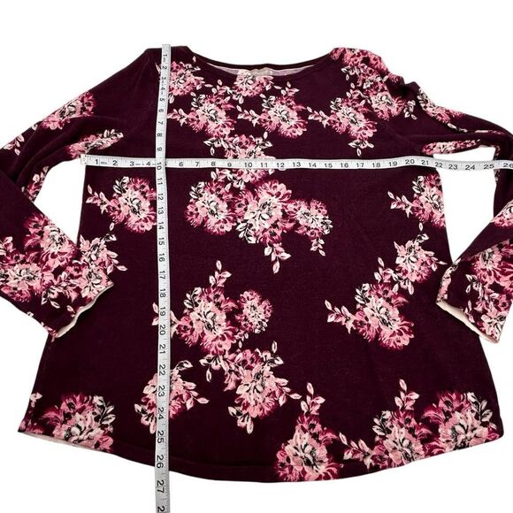 Chico’s Simply Floral Bateau Neck Sweater Basic Sweet Shiraz size large - Picture 4 of 6